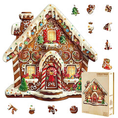 Jollitot gingerbread house puzzle in wood with festive bakery detail for cozy evenings.