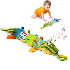 Jollybaby alligator tummy time toy with music enhances visual tracking and play