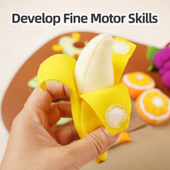 Jollybaby banana plush fruit ideal for sorting and role play in kitchens.