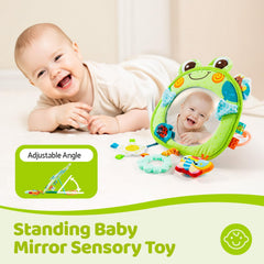 Jollybaby Frog tummy-time mirror encourages self-discovery during supervised play