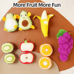 Jollybaby kiwi plush fruit designed for grasping and color recognition play.