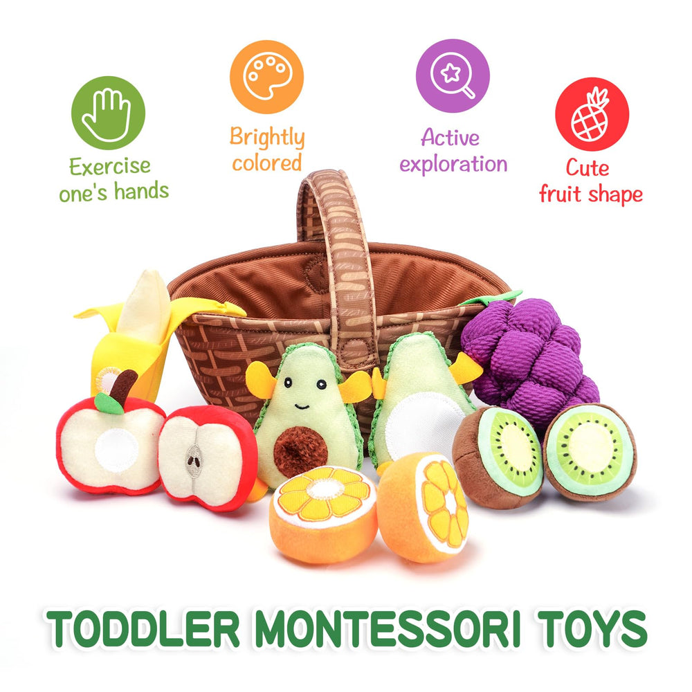Jollybaby plush banana fruit aids hand-eye coordination during grab-and-go play