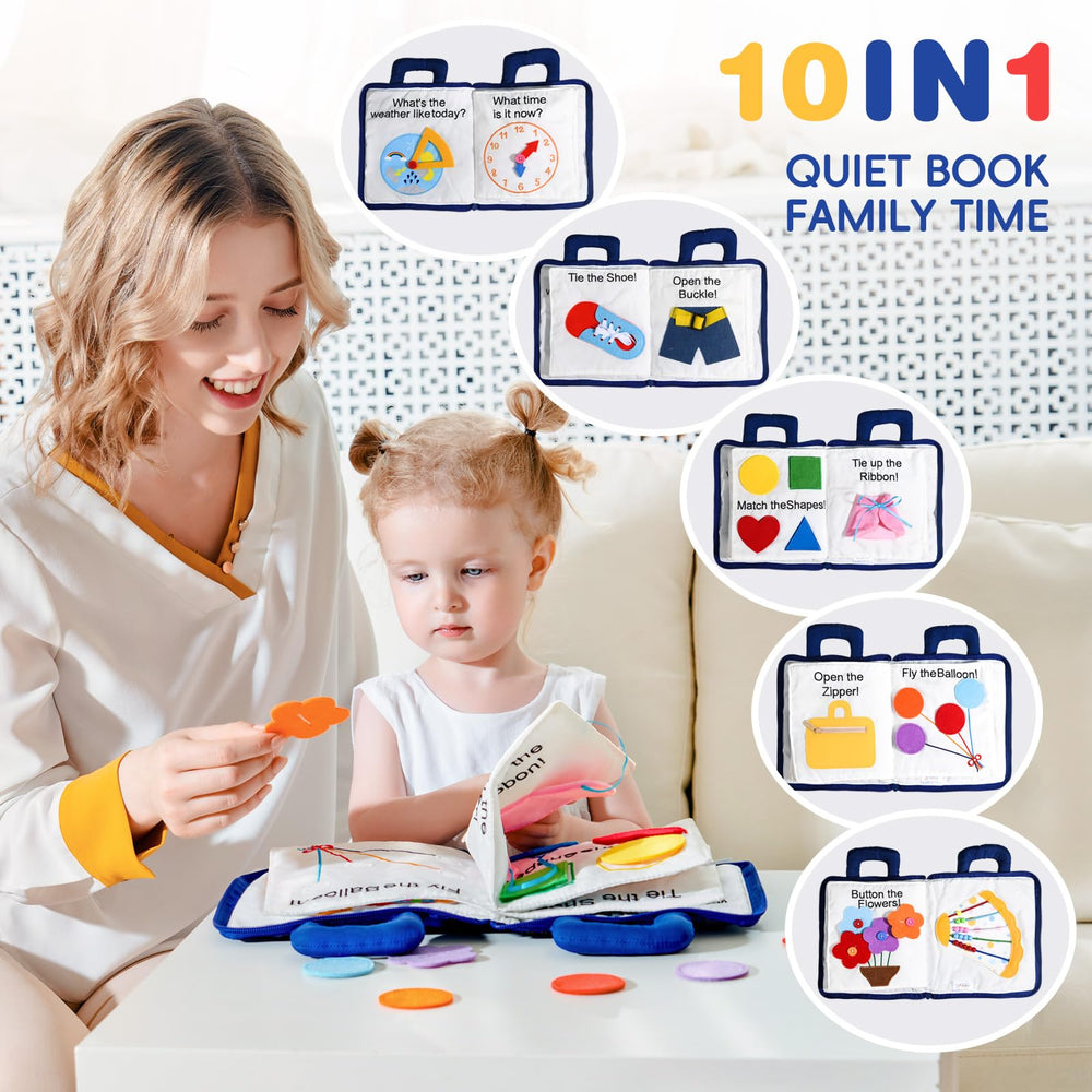 Jollybaby quiet book toddler activities promoting language and imagination