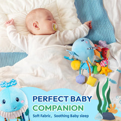 Jollybaby rattle element adds gentle sounds during baby play