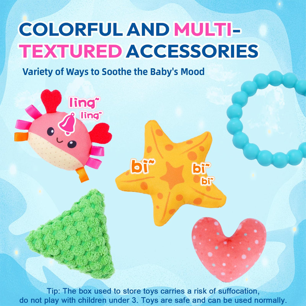 Jollybaby teether and crinkle toy aids teething and exploration
