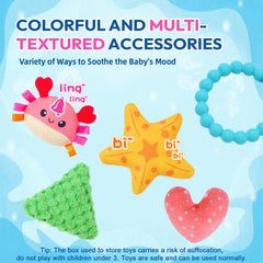 Jollybaby teether and crinkle toy aids teething and exploration