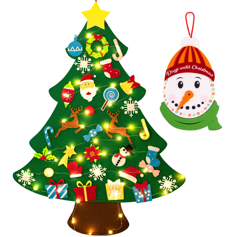 Jollylife 3ft DIY felt Christmas tree set ready for wall display