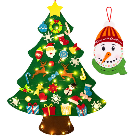 Jollylife 3ft DIY felt Christmas tree set ready for wall display