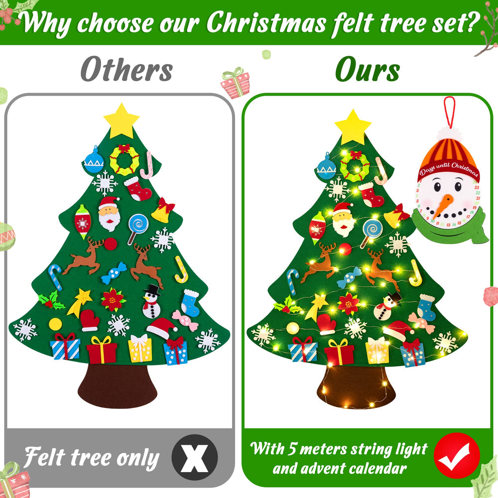 Jollylife felt Christmas ornaments set with 33 pieces