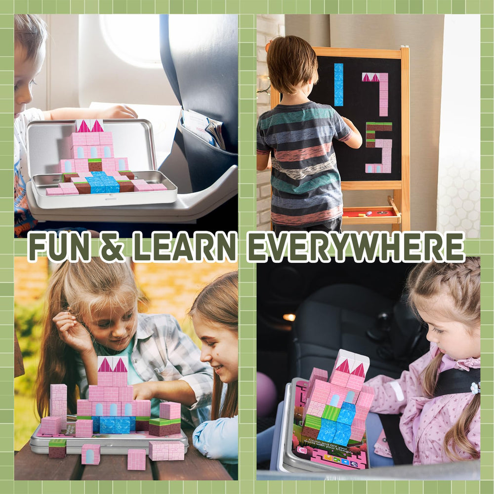 0-8-inch magnetic cubes promote fine motor skills and spatial thinking during play.