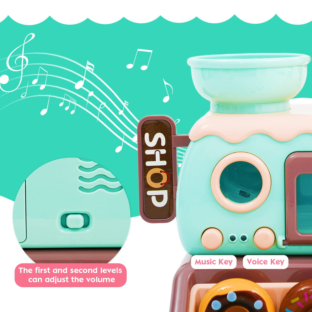 Jomifin donut shop shelf displays pretend treats to spark organization and storytelling.