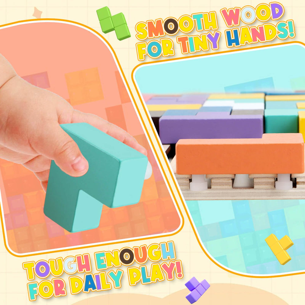 JONEG hand-eye coordination puzzles showing blocks building precision