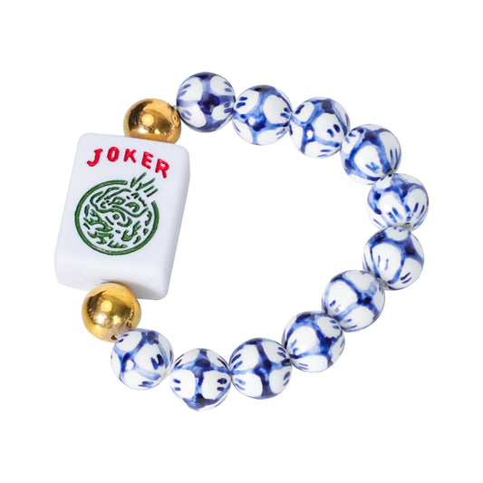 Jongyance American Mahjong Accessory with blue white joker tile for casual wear and luck