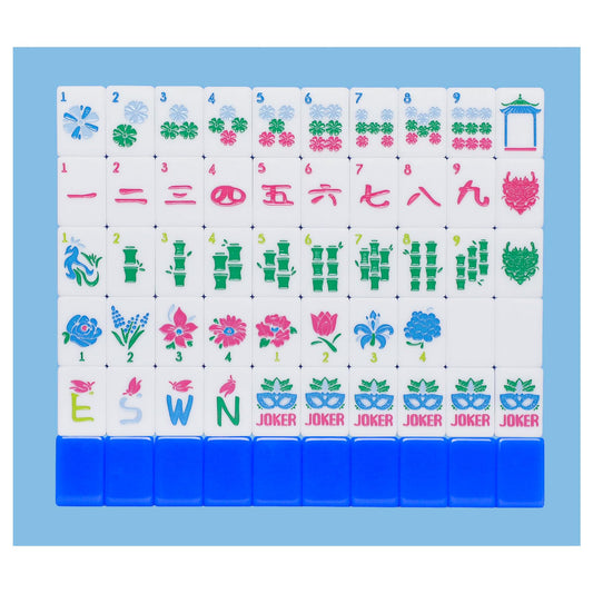 Jongyance blue American Mahjong tiles ready for play
