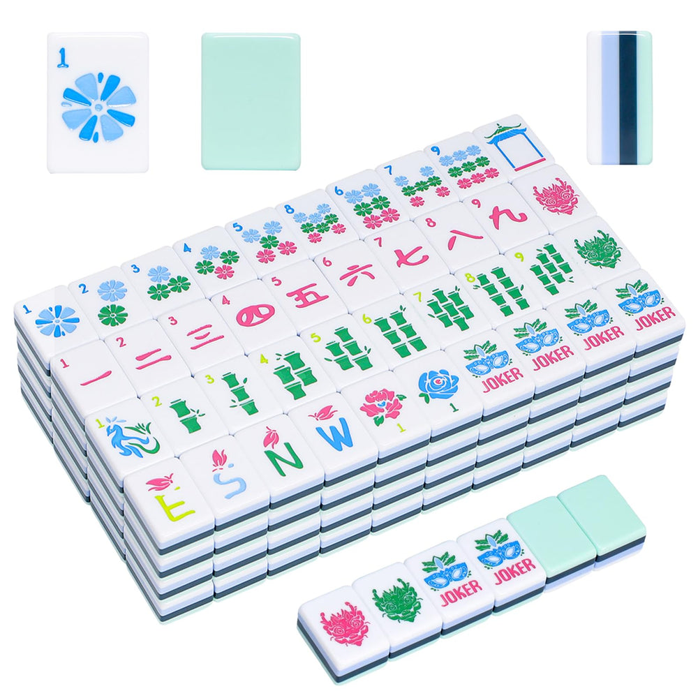 Jongyance American Mahjong tiles close-up with crisp engraving for easy reading.
