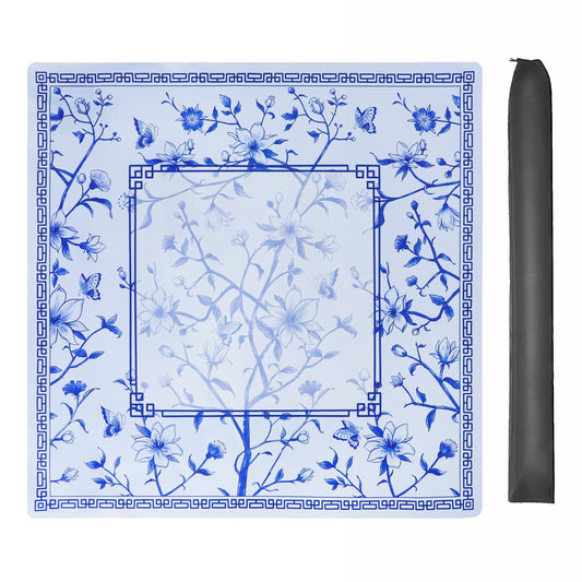 Jongyance mahjong mat with blue pattern for stylish family game nights
