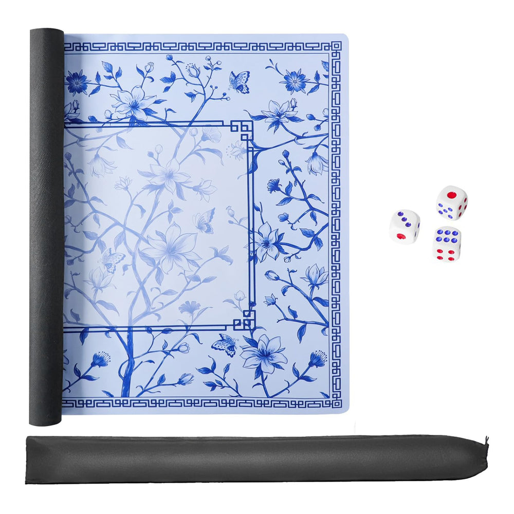 Jongyance mahjong mat folds into the carrying bag for transport