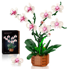 Joniuuca orchid building blocks set assembly shows a realistic centerpiece.