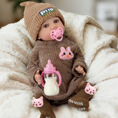 JONRRYIN Reborn doll face smiles, inviting interactive play.