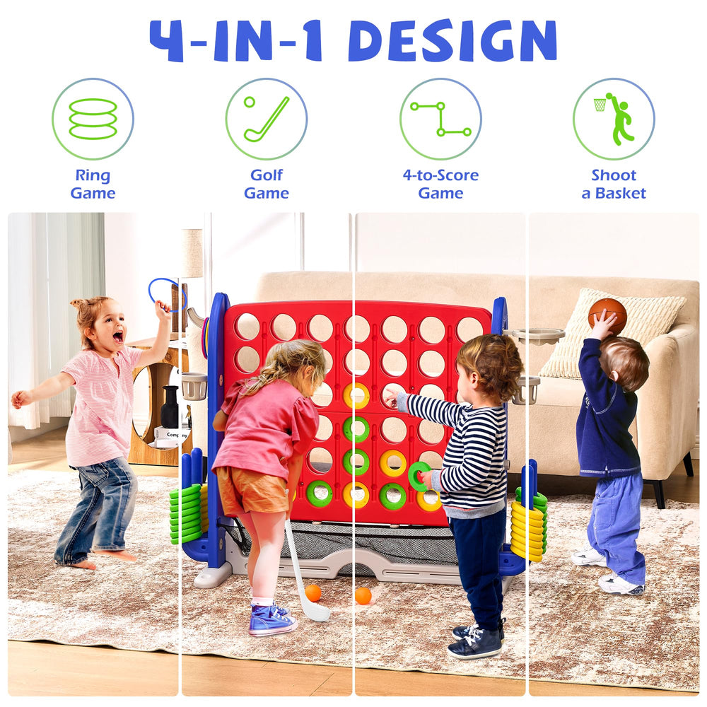 JooKiddie Giant 4-in-a-Row uses durable, non-toxic materials for safe play