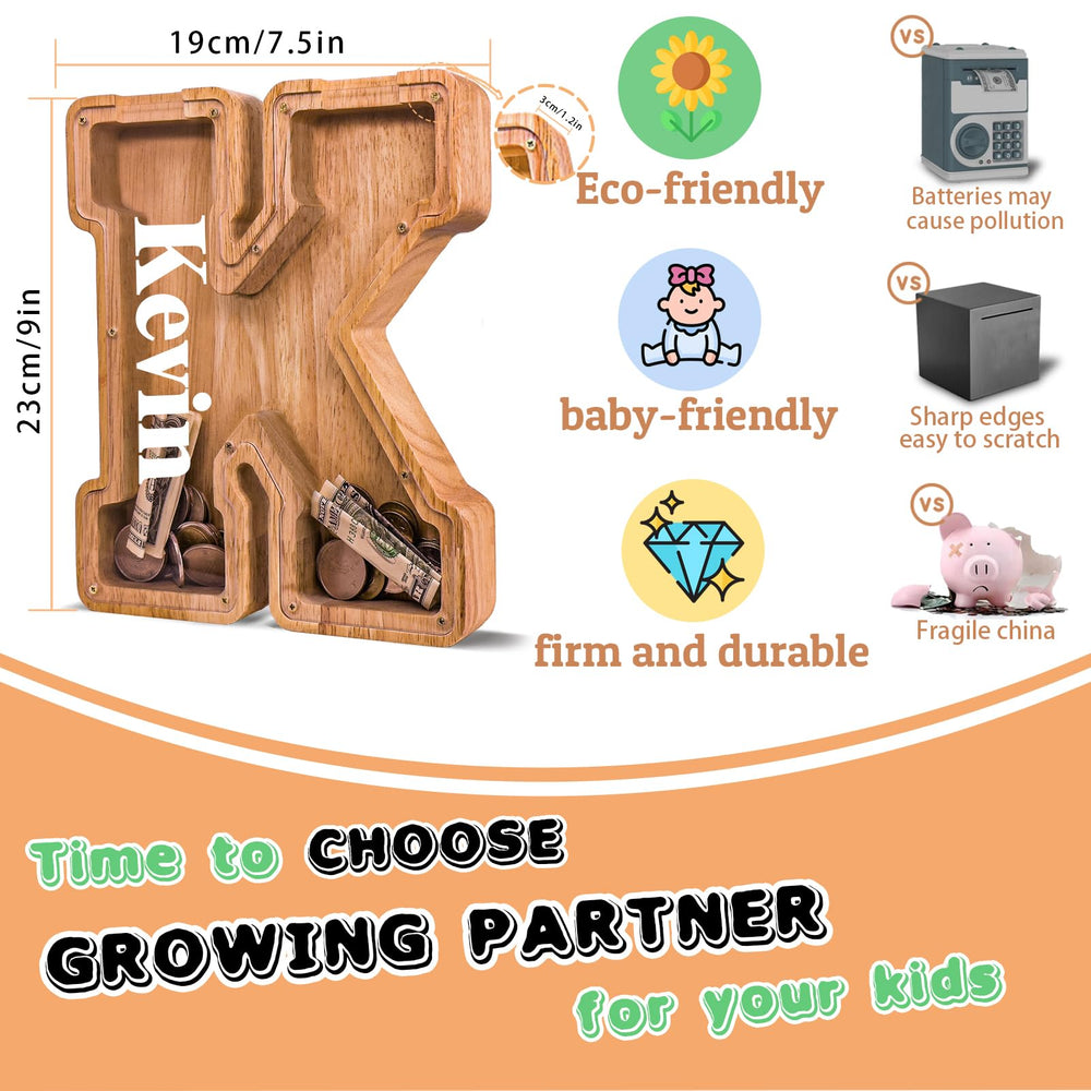 JOOMLAFLY large-capacity wood piggy bank for bigger goals