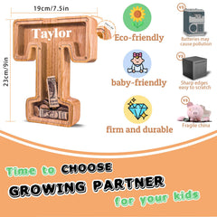 JOOMLAFLY large initial piggy bank top view with ample capacity