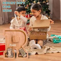 JOOMLAFLY sturdy wooden coin bank 1.3-inch thick for durable savings