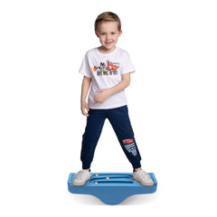 Joonly kids rocking seesaw blue, side view for safe balance training