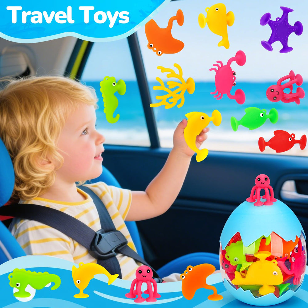 Joosharkidz crab suction cup bath toy supports fine motor play in the tub.