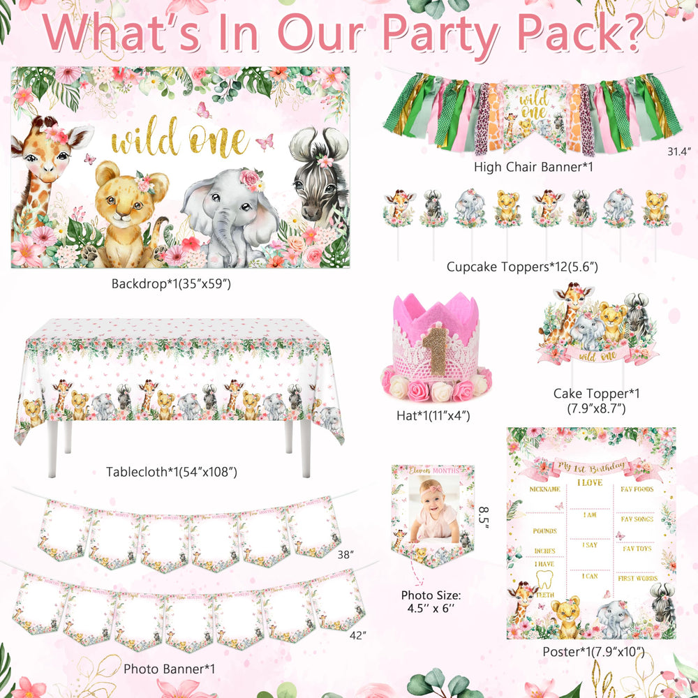 JOPHMO Wild One safari tablecloth adds playful jungle vibes to the party.