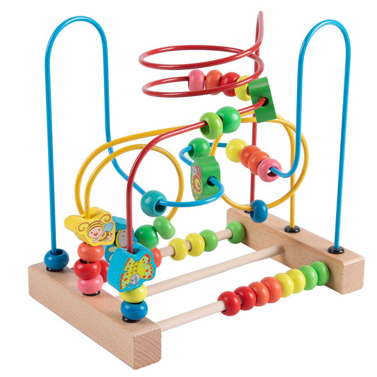 Joqutoys bead maze wooden abacus shown for early math play