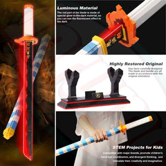 Colorful instruction manual for assembling the Jorumo sword building set.