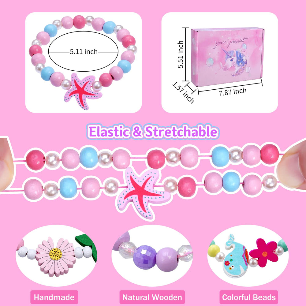JOTIKO flower-pattern bracelets for little fashionistas, colorful beads for bright daily wear.