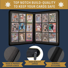 Joust Baseball Card Binder 360-pocket closeup with soft interior to prevent scratches.