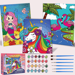 Jovial & Joyful paint-by-numbers kids kit with 8x10 framed canvas inspires creativity.