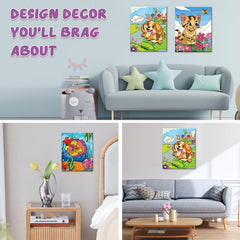 Jovial & Joyful dog design predrawn canvas invites cheerful painting sessions.