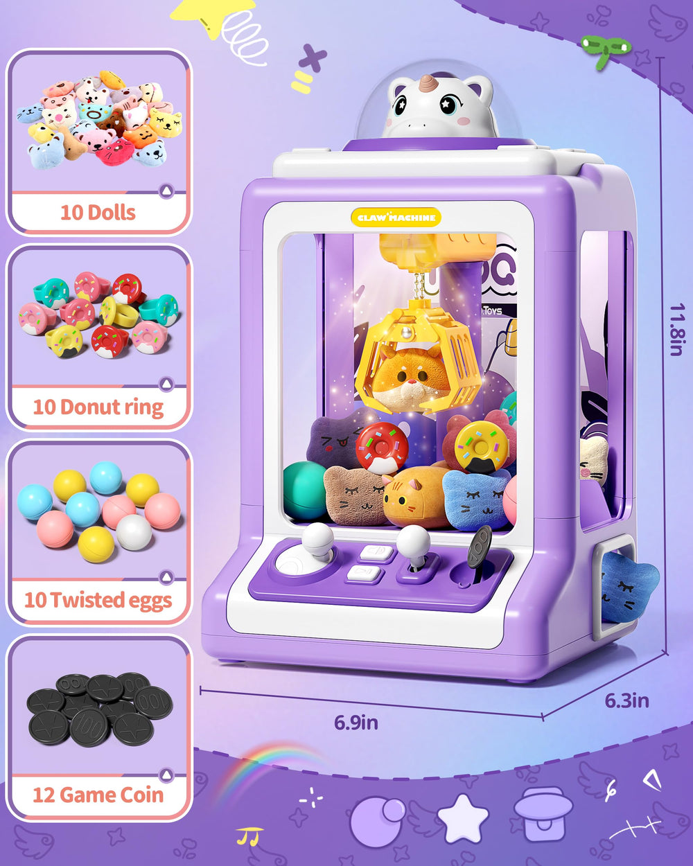 Jovow Claw Machine dispensing prize close-up emphasizes quick prize release for satisfying play