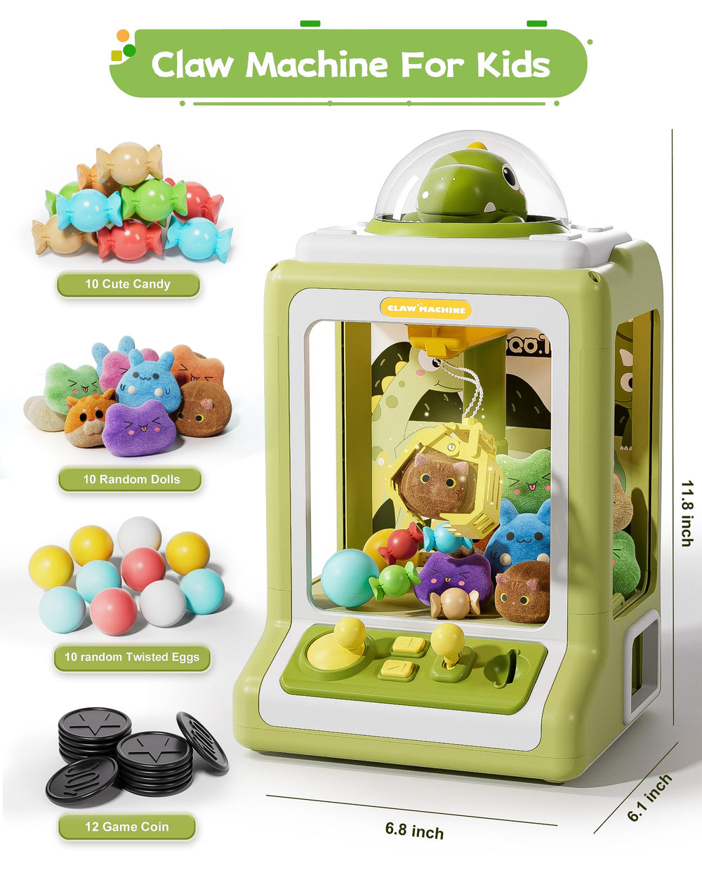 Jovow Claw Machine includes candy accessories for tasty, interactive game nights.
