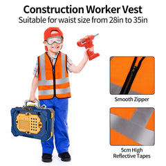 Jovow Kids tool bench with engineering clothes for role-play engineering.
