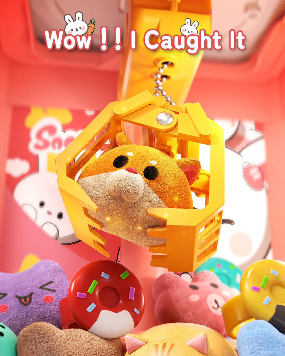 Jovow Rabbit Claw Machine rotating-claw enables easy prize selection for kids