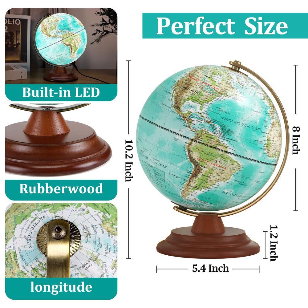JOWHOL illuminated globe map-labels aids quick geography reference.