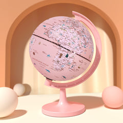JOWHOL pink globe with animal illustrations enhances geography curiosity for kids.