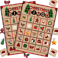 Joy Bang Christmas Bingo cards with 24 unique designs for family fun.
