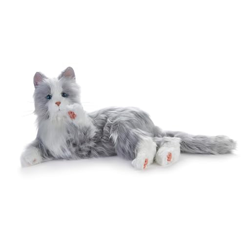 JOY FOR ALL companion cat silver-white fur detail highlights soft, comforting touch.