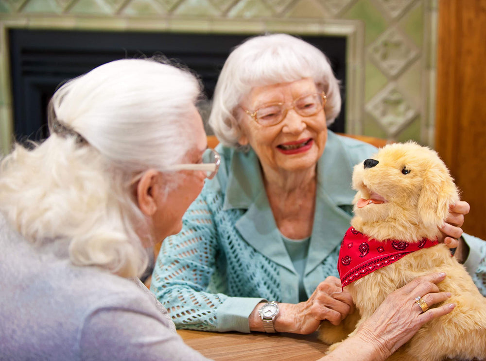 JOY FOR ALL Golden Pup motion-sensor detects movement for natural reactions.
