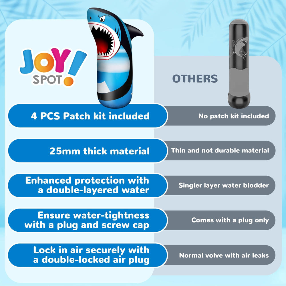 JOY SPOT! Shark punching bag in backyard for indoor-outdoor entertainment.