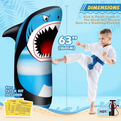 JOY SPOT! Shark punching bag in action helps kids channel energy with focused play.