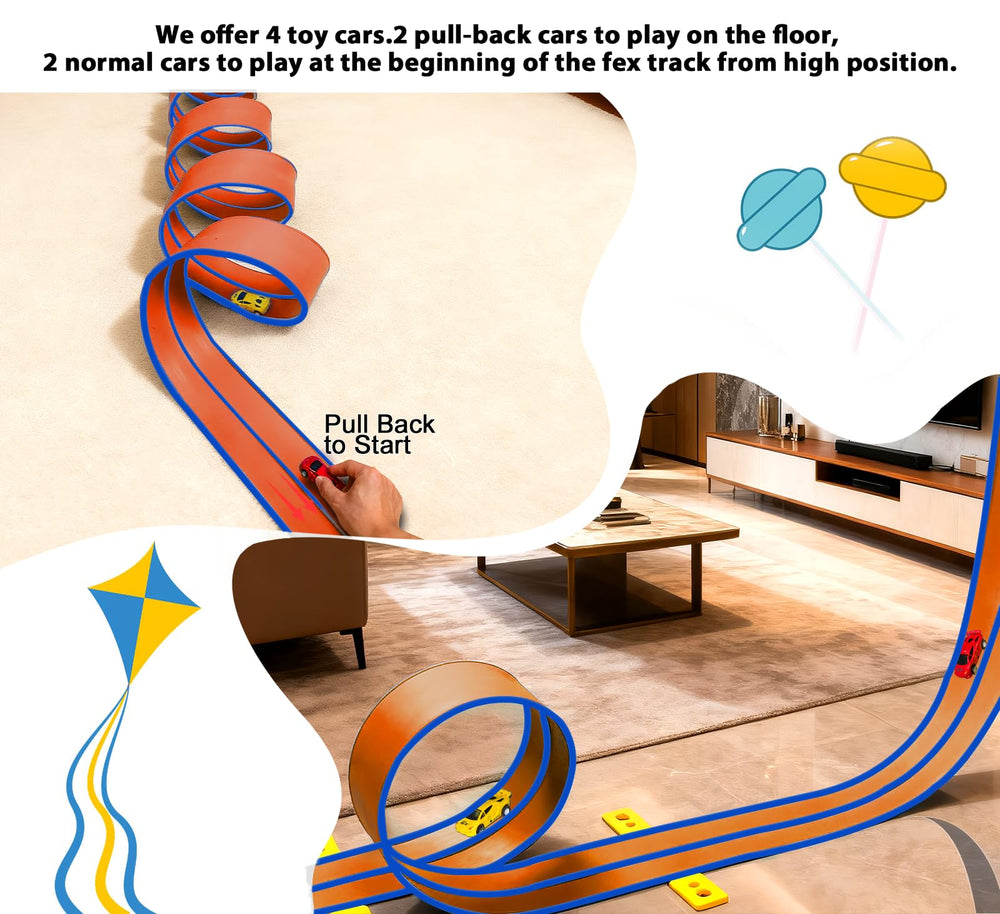 JOYANDRO kid-friendly setup sparks imaginative racing on the flexible track.