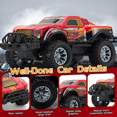 JOYBLI remote control truck red rear view highlights sporty spoiler.