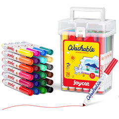 JoyCat 24-count washable markers case keeps markers neatly organized for classroom and travel use.